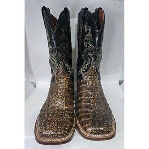 Mens 10 Dan Post Brown Everglades Genuine CAIMAN Square Toe Cowboy Boots